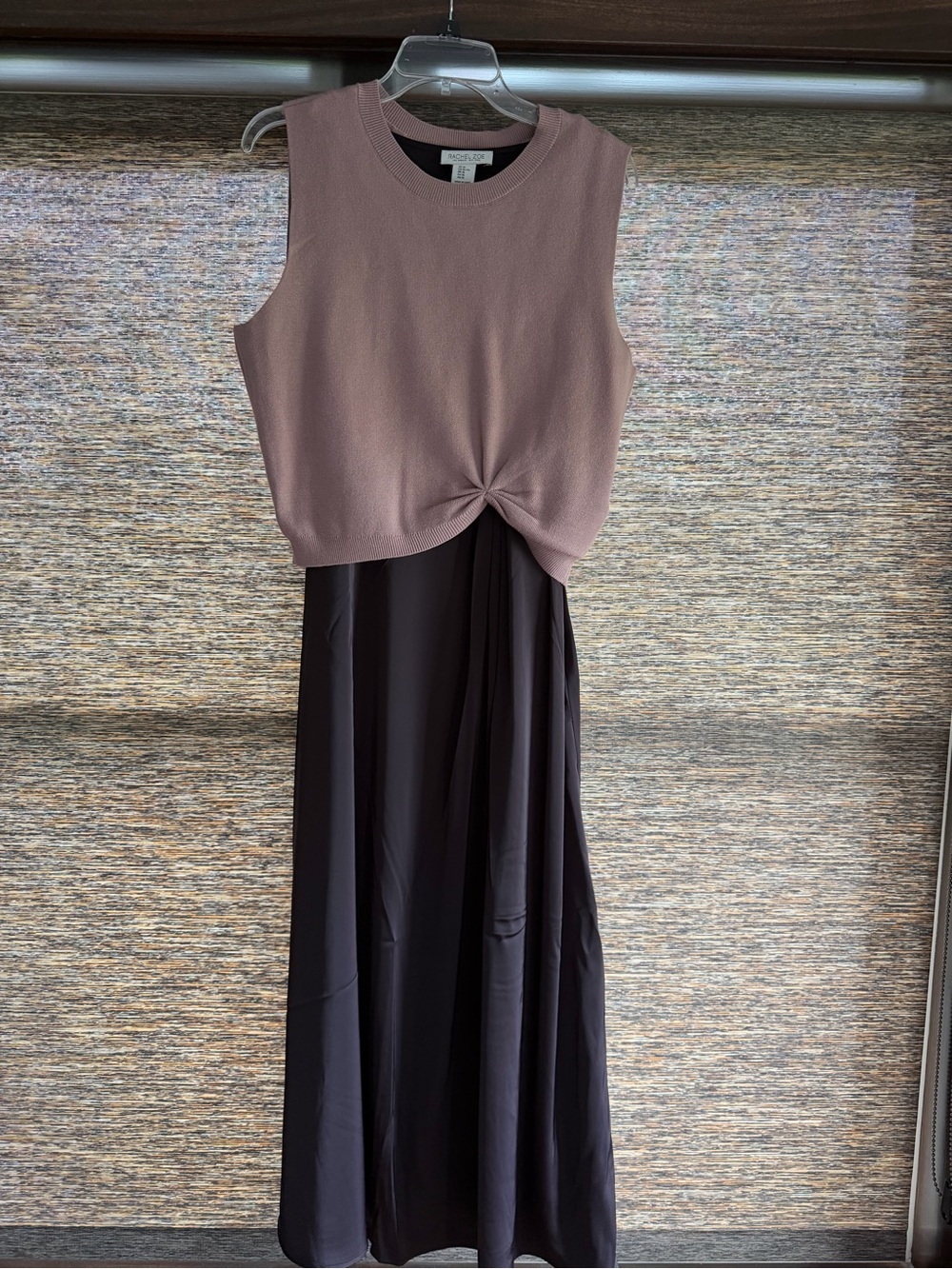 Rachel Zoe Mauve Knit Knot Bodice Maxi Dress with dark Purple Skirt XL